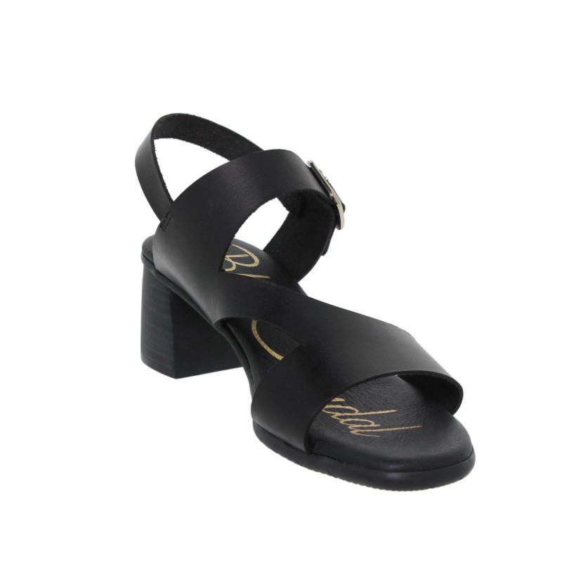 60702066BLU - Sandalia Tacón Mujer Piel Negro