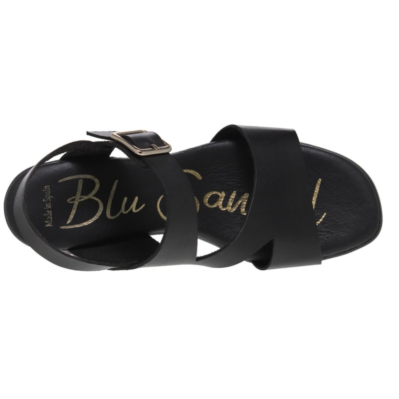 60702066BLU - Sandalia Tacón Mujer Piel Negro