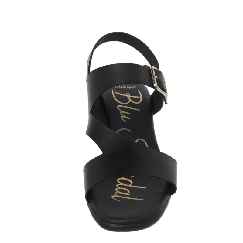 60702066BLU - Sandalia Tacón Mujer Piel Negro
