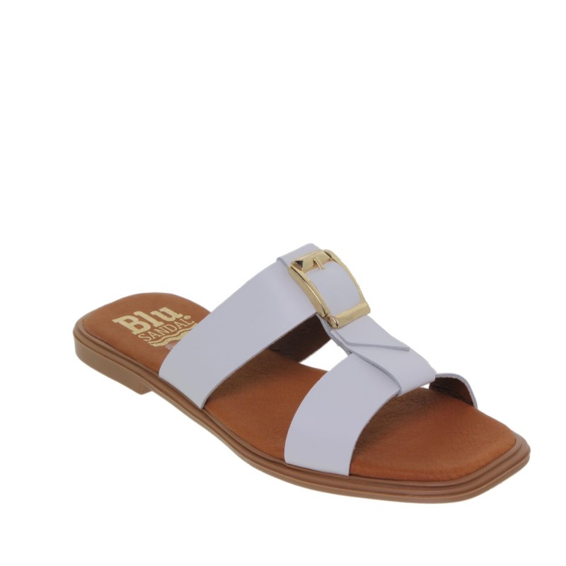 63102610BLU - Sandalia Plana Mujer Piel Blanco