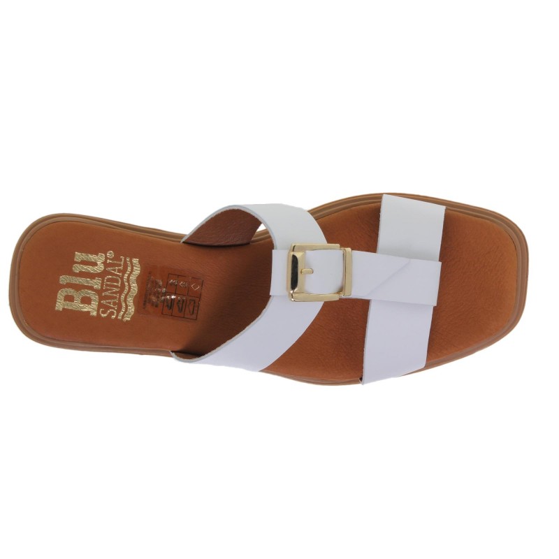 63102610BLU - Sandalia Plana Mujer Piel Blanco