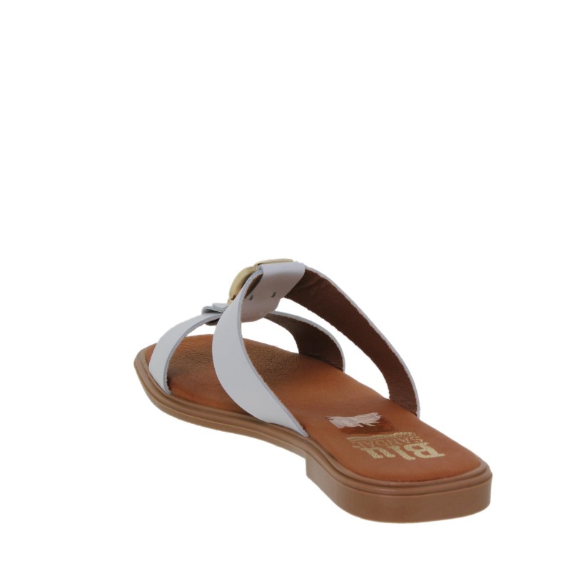 63102610BLU - Sandalia Plana Mujer Piel Blanco