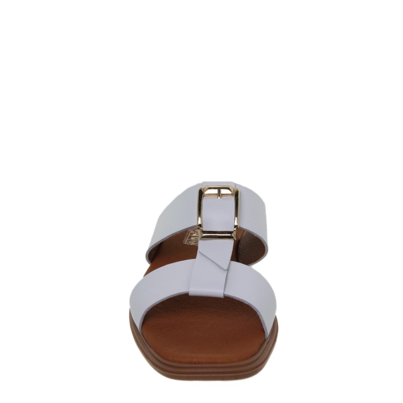 63102610BLU - Sandalia Plana Mujer Piel Blanco