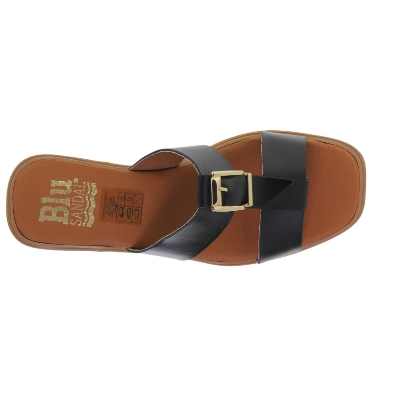 63102610BLU - Sandalia Plana Mujer Piel Negro