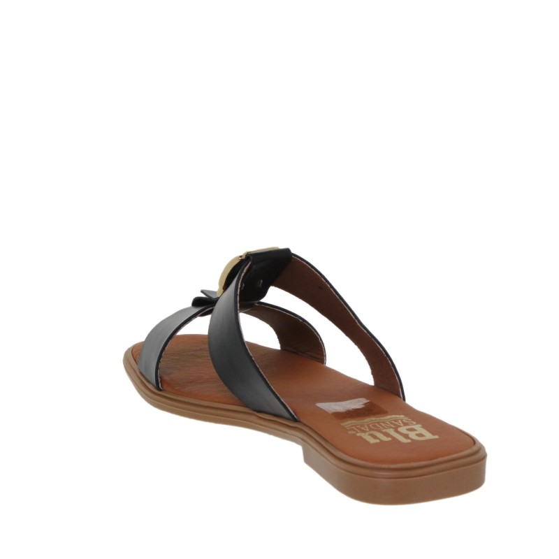 63102610BLU - Sandalia Plana Mujer Piel Negro