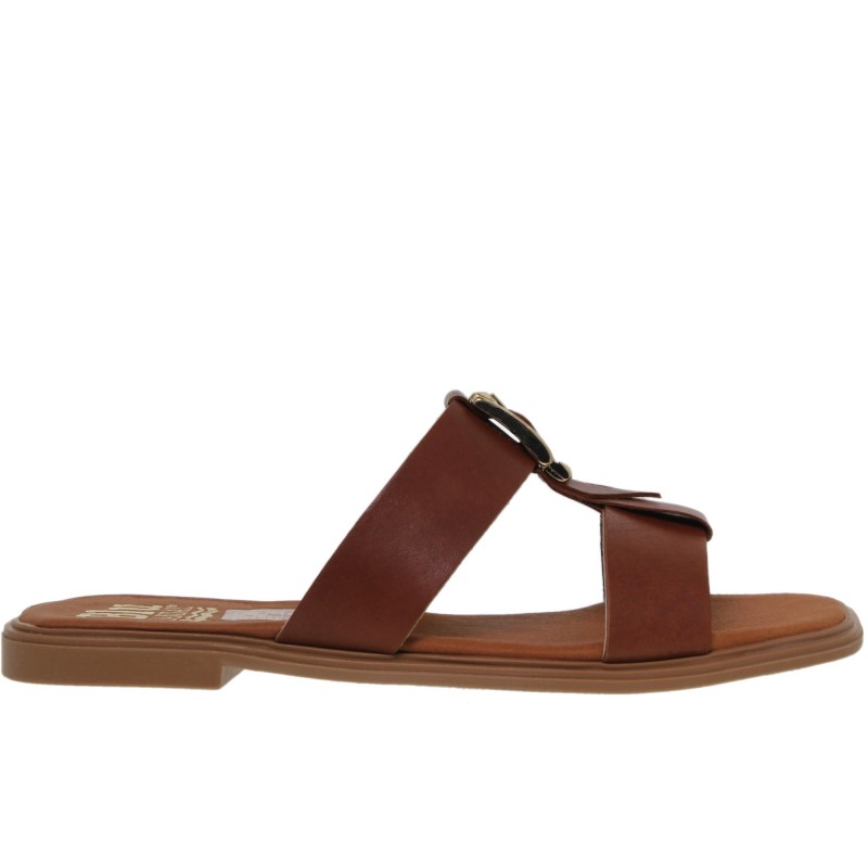 63102610BLU - Sandalia Plana Mujer Piel Cuero