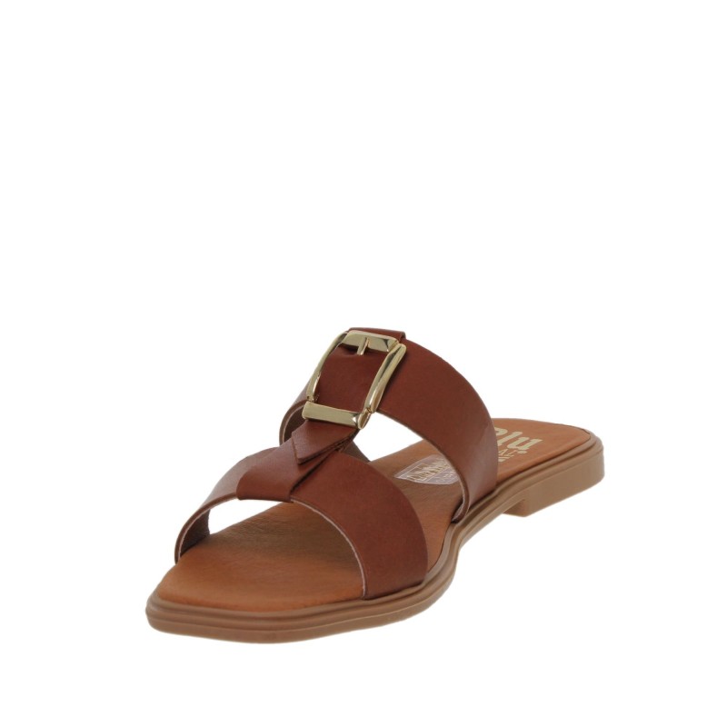 63102610BLU - Sandalia Plana Mujer Piel Cuero
