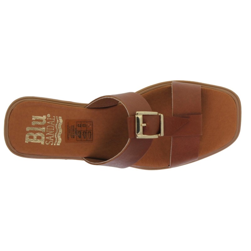 63102610BLU - Sandalia Plana Mujer Piel Cuero