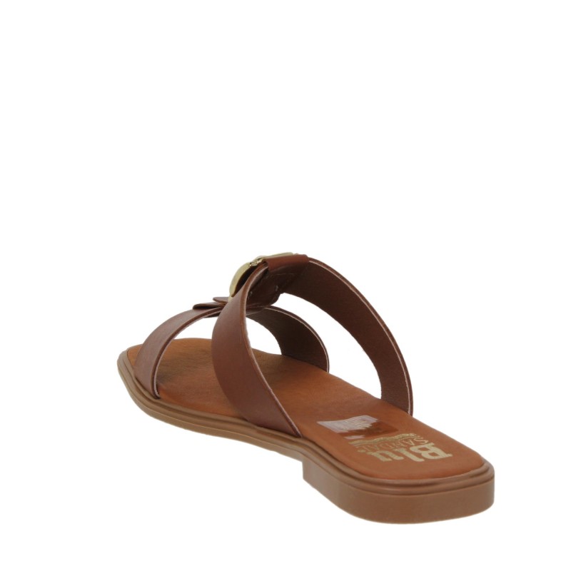 63102610BLU - Sandalia Plana Mujer Piel Cuero