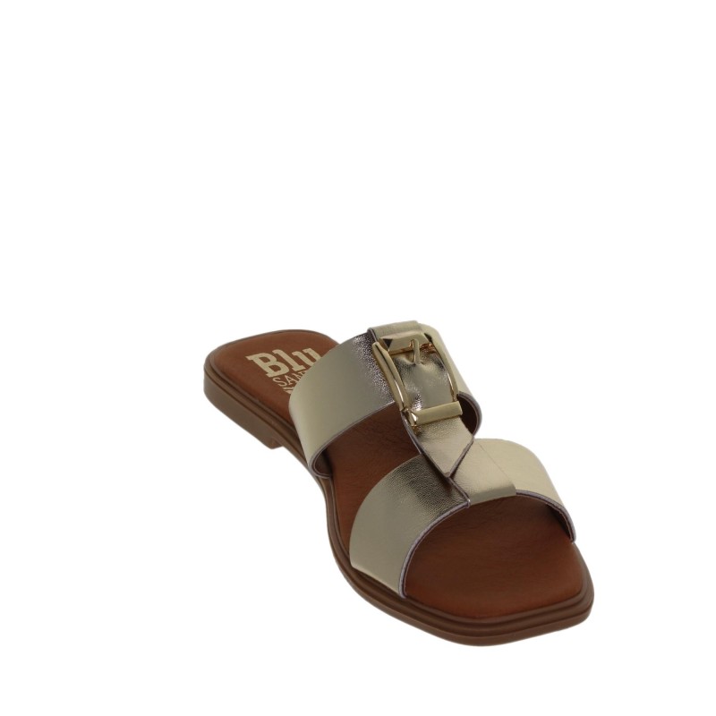 63102610BLU - Sandalia Plana Mujer Piel Oro