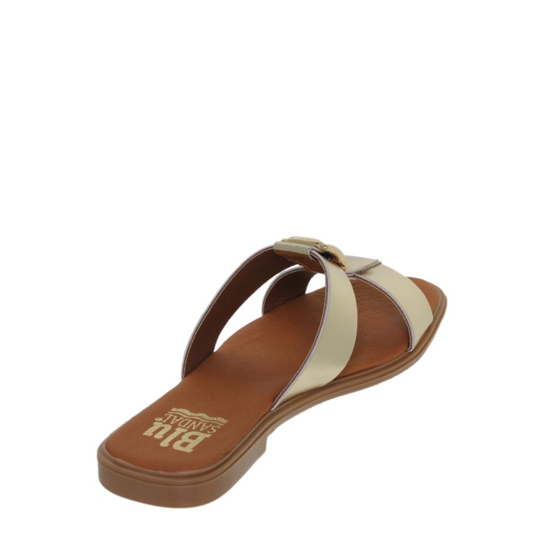 63102610BLU - Sandalia Plana Mujer Piel Oro