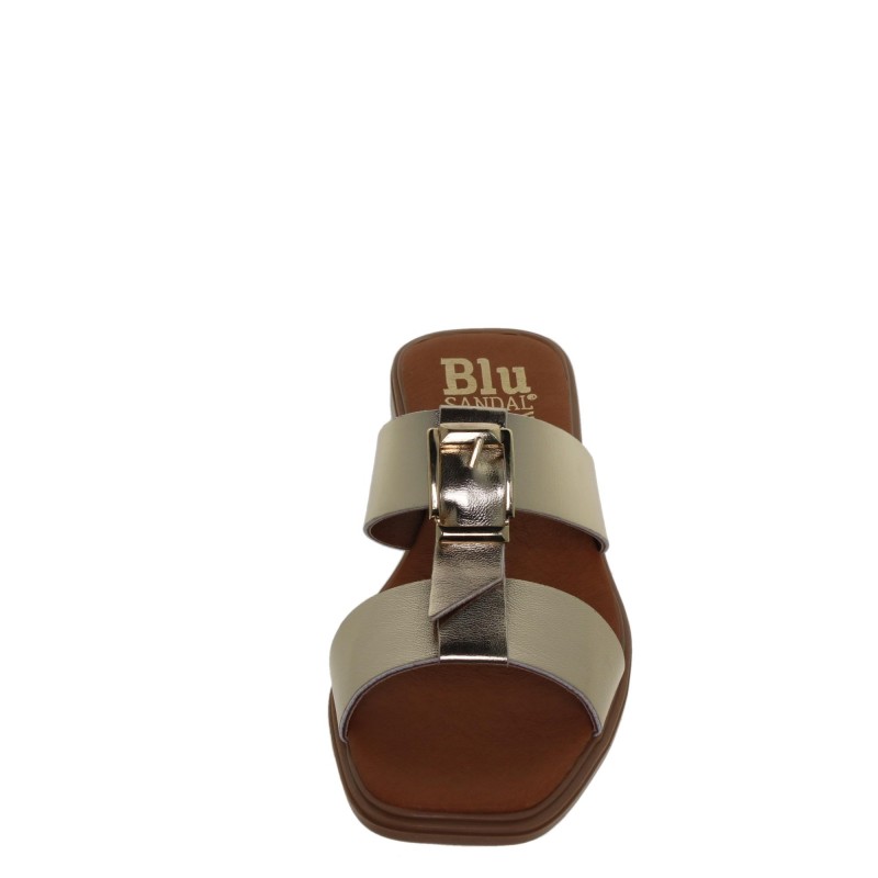 63102610BLU - Sandalia Plana Mujer Piel Oro