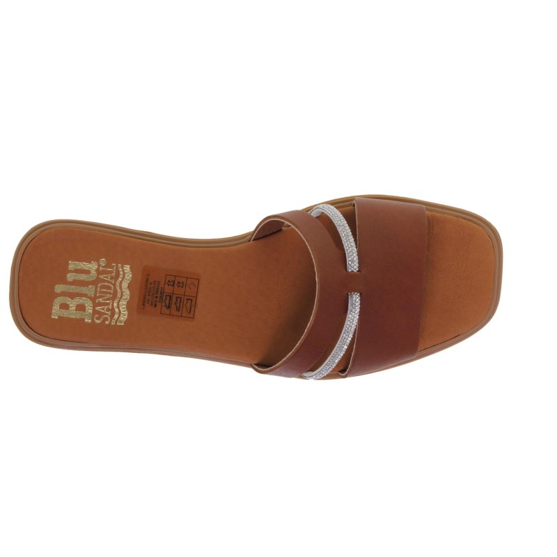 22302643BLU - Sandalia Plana Mujer Piel Cuero