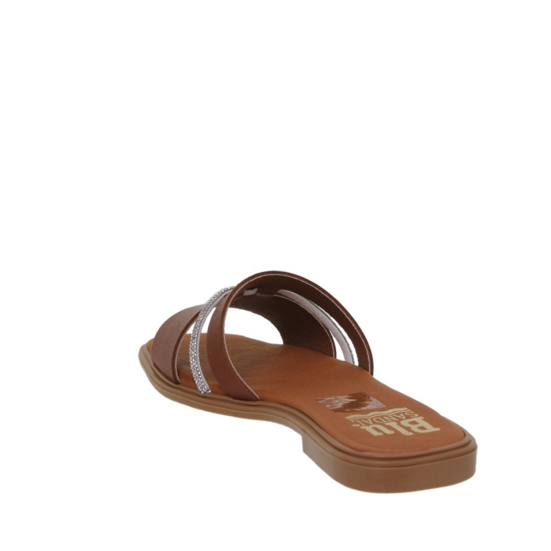 22302643BLU - Sandalia Plana Mujer Piel Cuero
