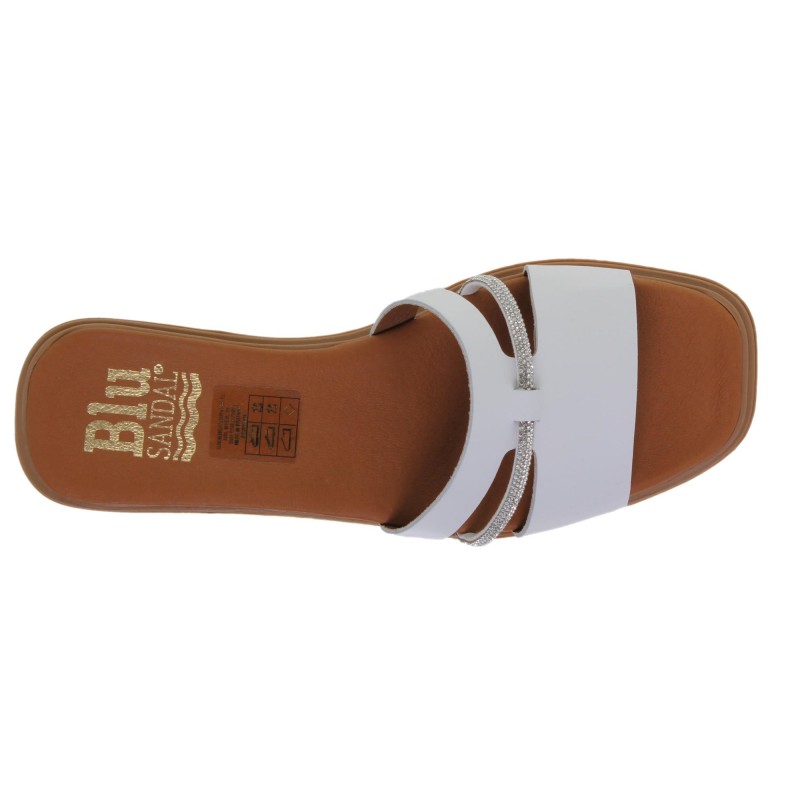 22302643BLU - Sandalia Plana Mujer Piel Blanco