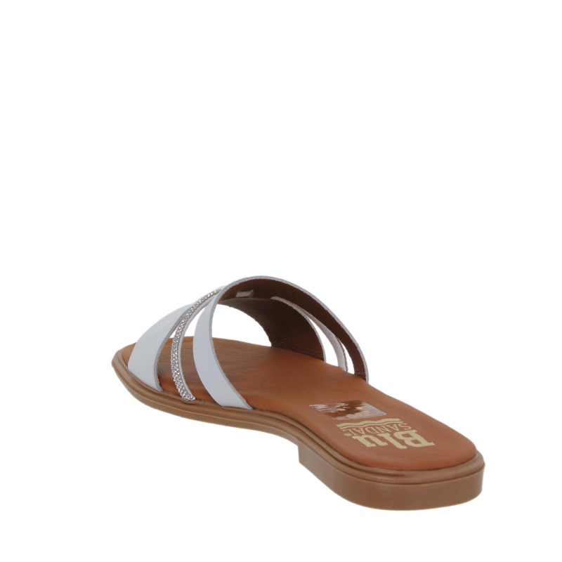 22302643BLU - Sandalia Plana Mujer Piel Blanco