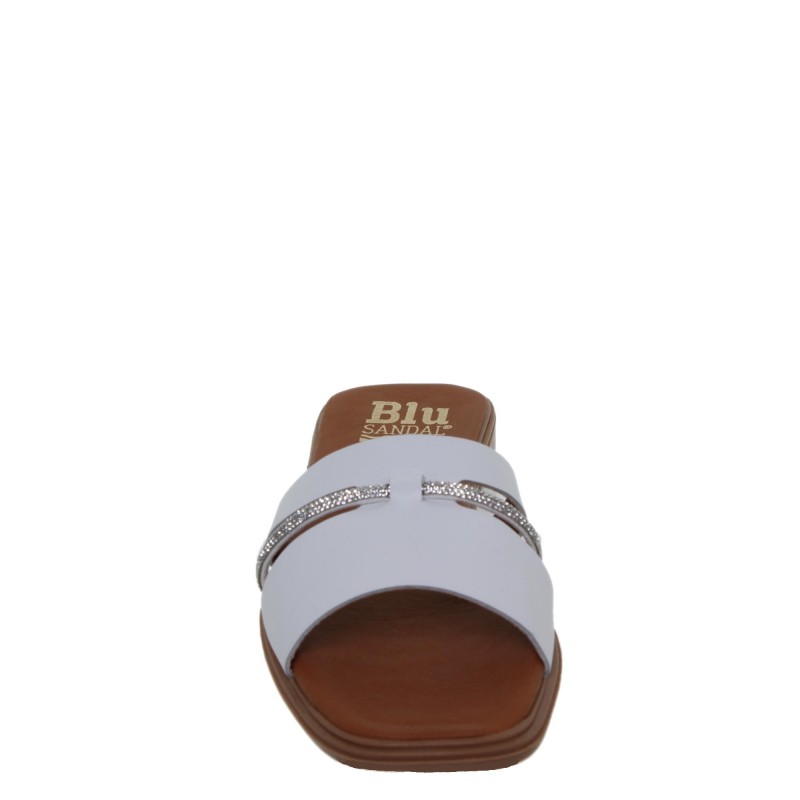 22302643BLU - Sandalia Plana Mujer Piel Blanco