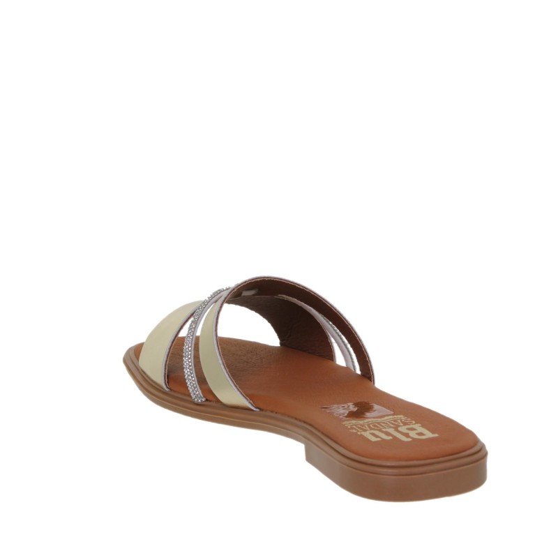 22302643BLU - Sandalia Plana Mujer Piel Oro