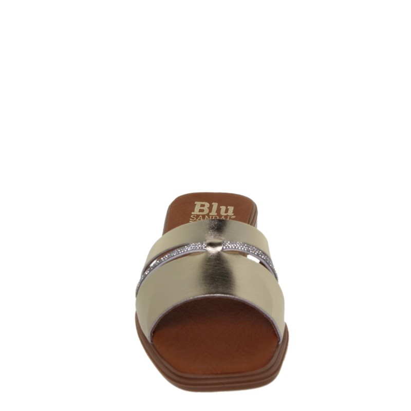 22302643BLU - Sandalia Plana Mujer Piel Oro