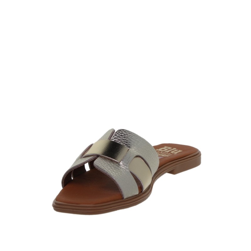 81402671BLU - Sandalia Plana Mujer Piel Oro