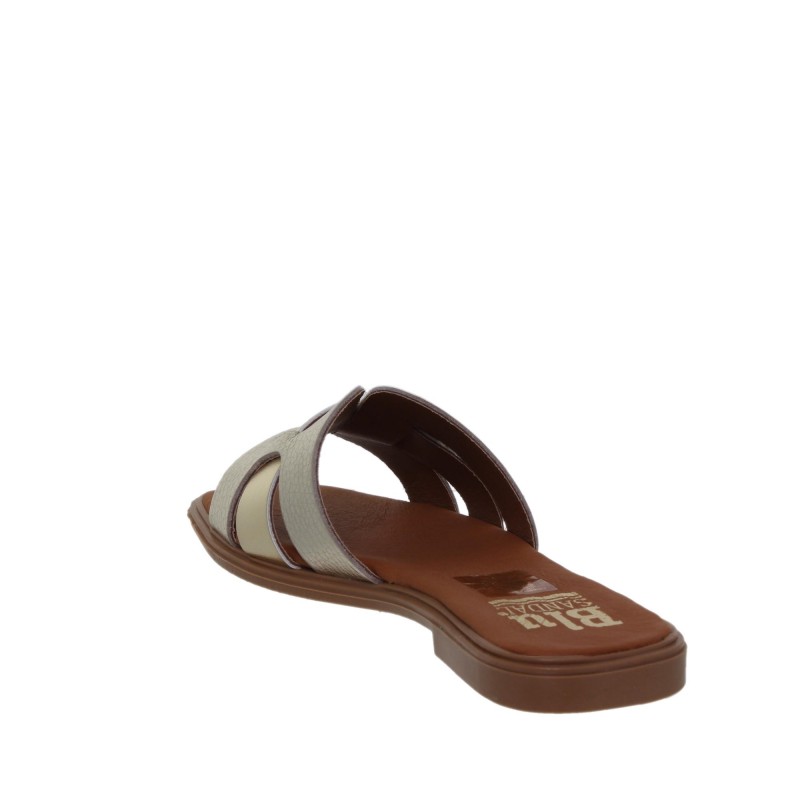 81402671BLU - Sandalia Plana Mujer Piel Oro