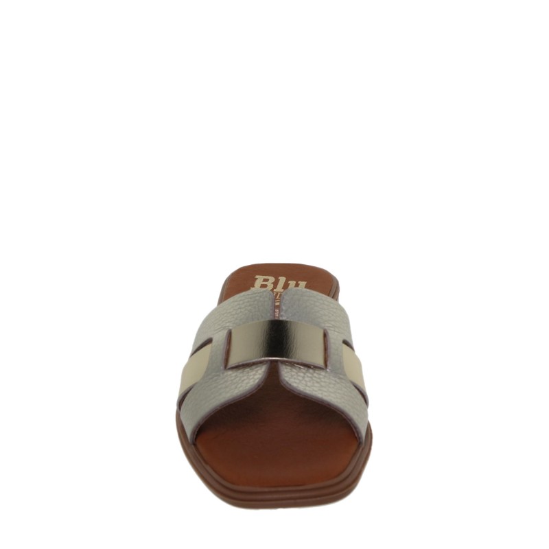 81402671BLU - Sandalia Plana Mujer Piel Oro