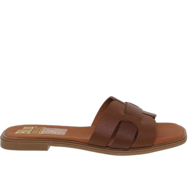 81402671BLU - Sandalia Plana Mujer Piel Cuero