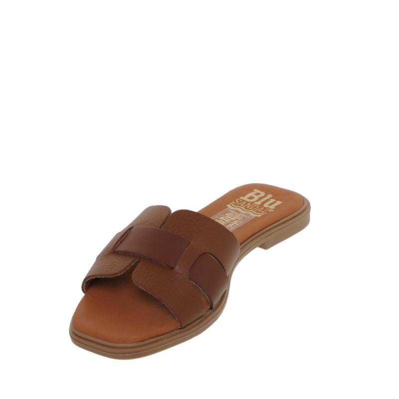 81402671BLU - Sandalia Plana Mujer Piel Cuero