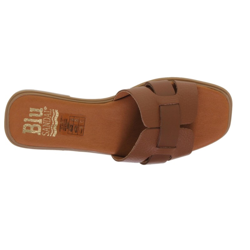81402671BLU - Sandalia Plana Mujer Piel Cuero