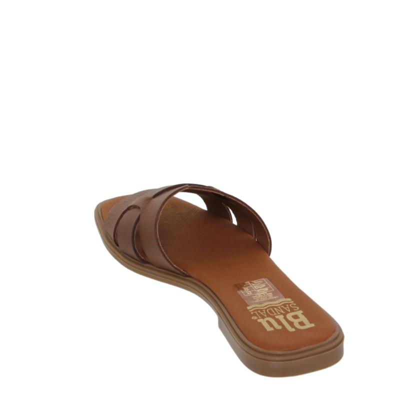 81402671BLU - Sandalia Plana Mujer Piel Cuero