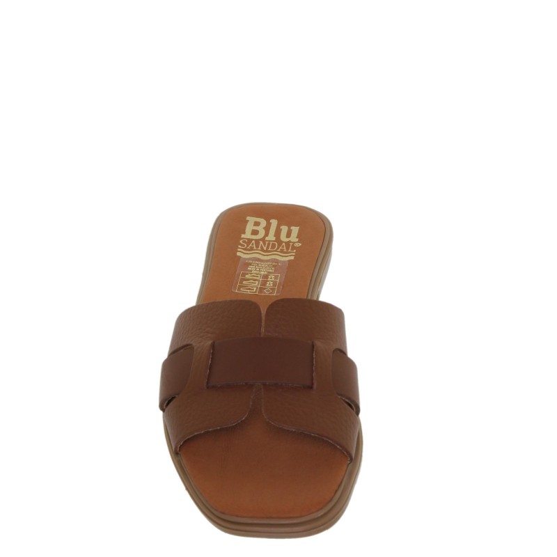 81402671BLU - Sandalia Plana Mujer Piel Cuero