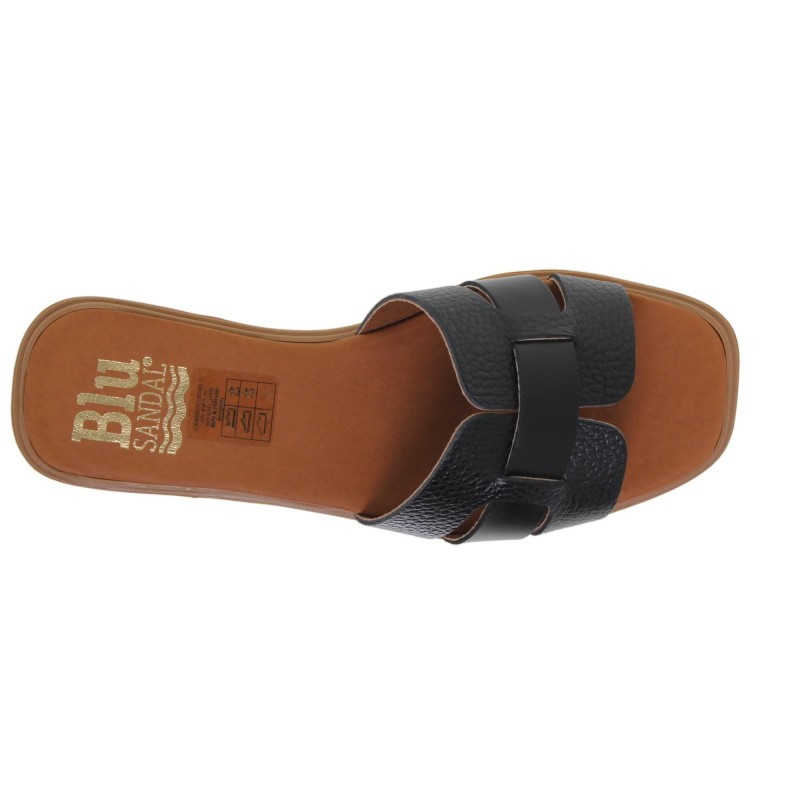 81402671BLU - Sandalia Plana Mujer Piel Negro