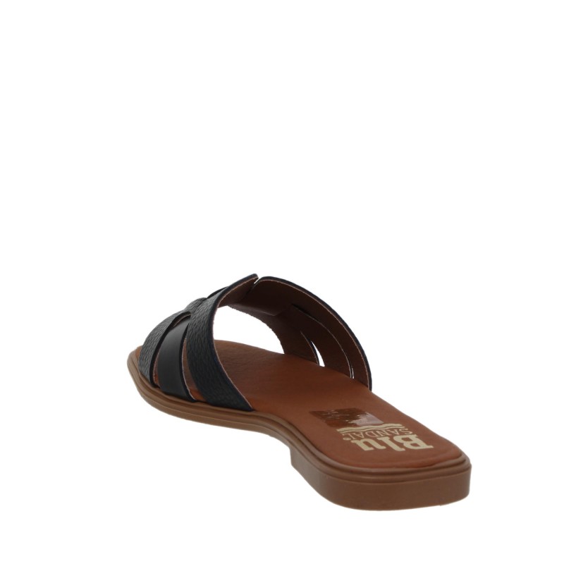 81402671BLU - Sandalia Plana Mujer Piel Negro