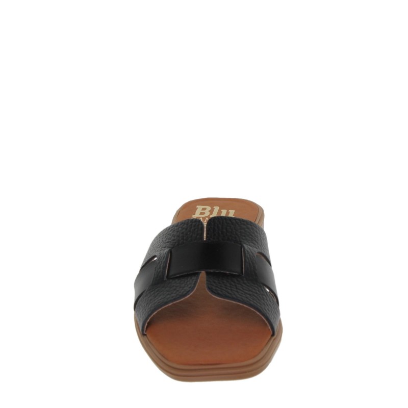 81402671BLU - Sandalia Plana Mujer Piel Negro