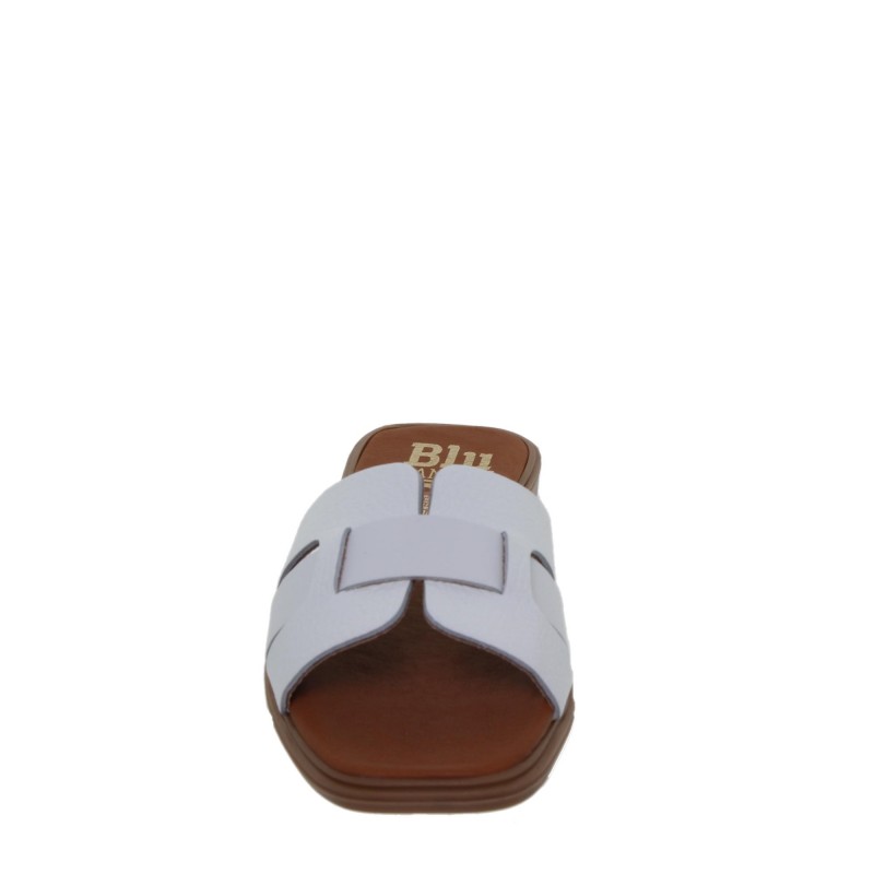 81402671BLU - Sandalia Plana Mujer Piel Blanco