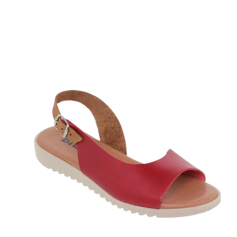 1115BLU - Sandalia Plana Mujer Rojo