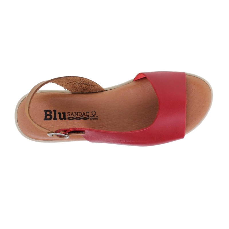 1115BLU - Sandalia Plana Mujer Rojo