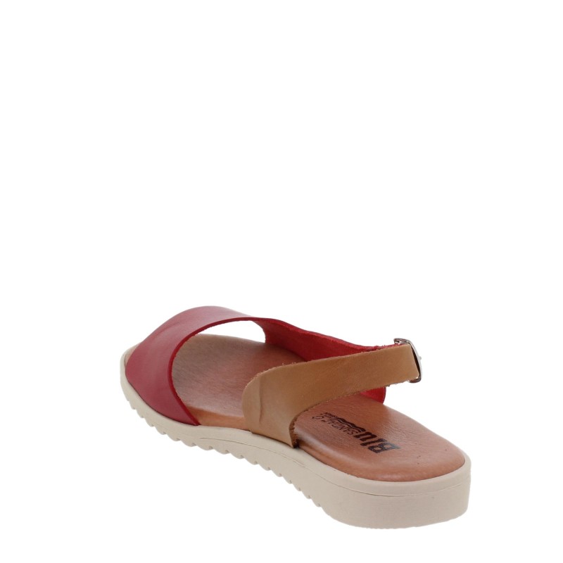 1115BLU - Sandalia Plana Mujer Rojo