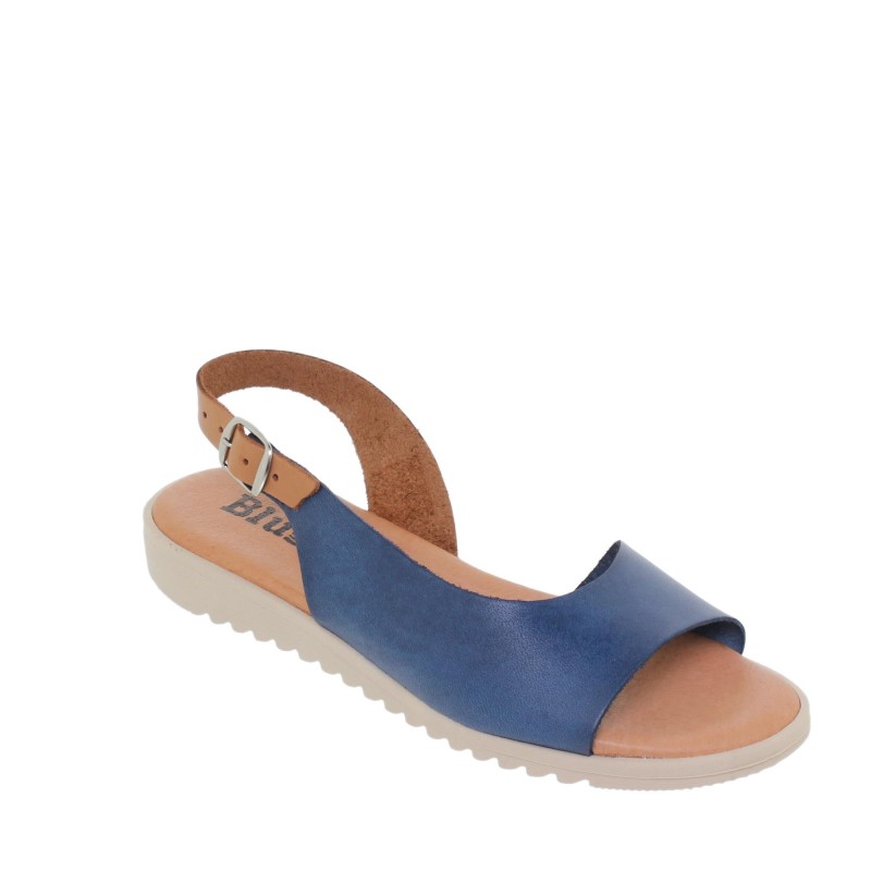 1115BLU - Sandalia Plana Mujer Azul
