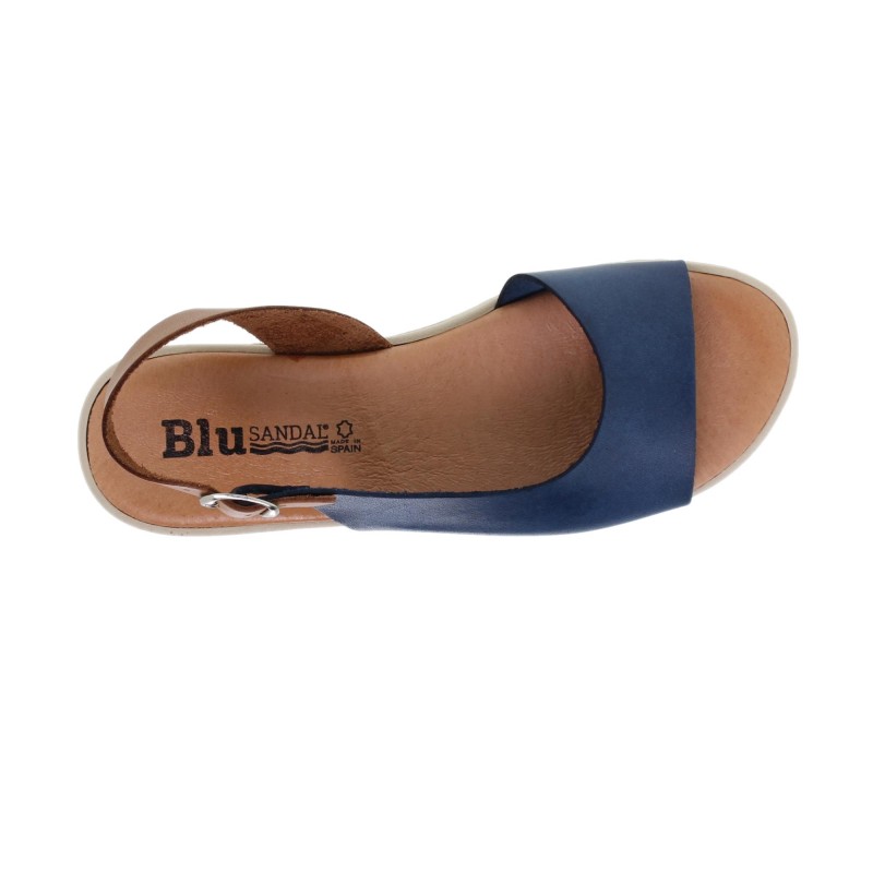 1115BLU - Sandalia Plana Mujer Azul