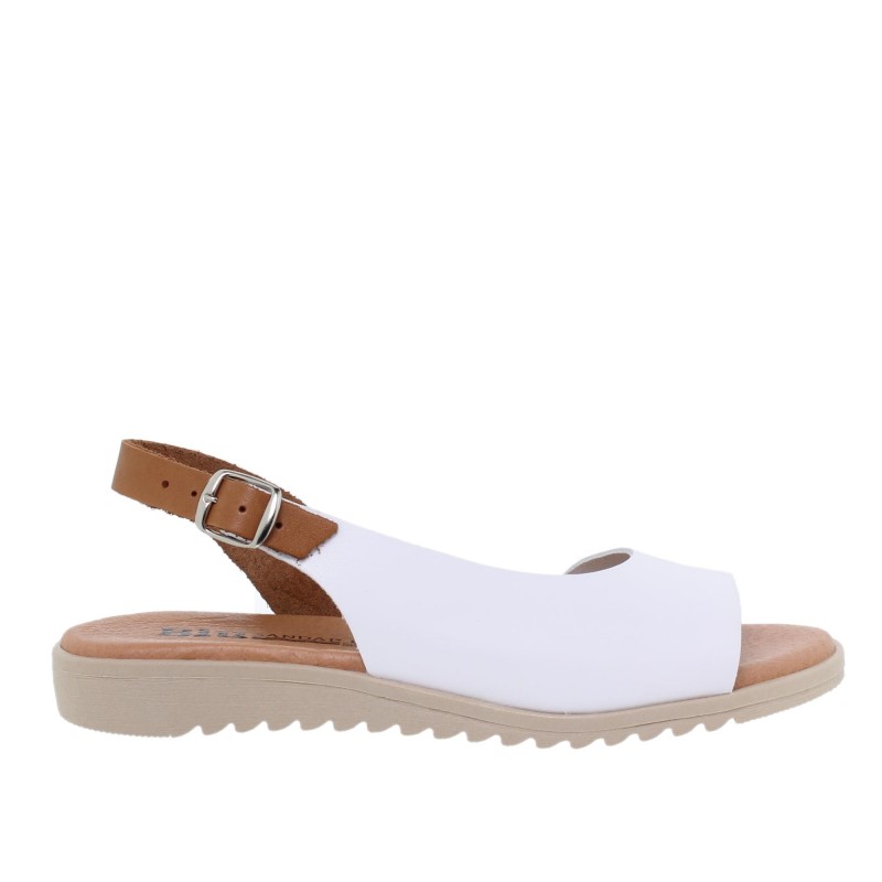 1115BLU - Sandalia Plana Mujer Blanco