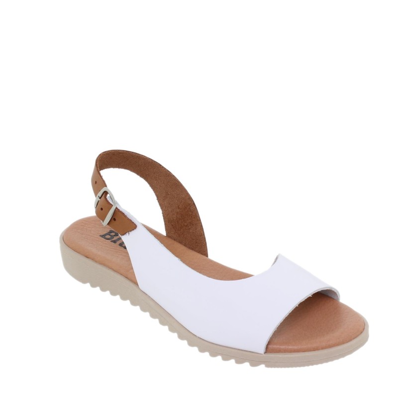 1115BLU - Sandalia Plana Mujer Blanco