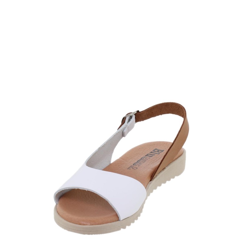 1115BLU - Sandalia Plana Mujer Blanco
