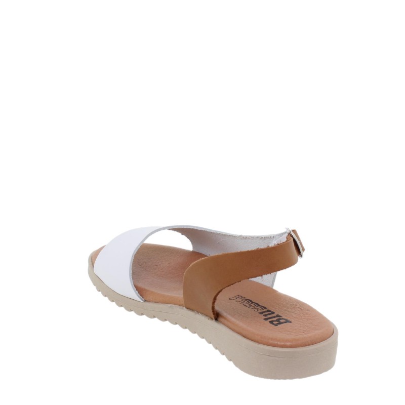 1115BLU - Sandalia Plana Mujer Blanco