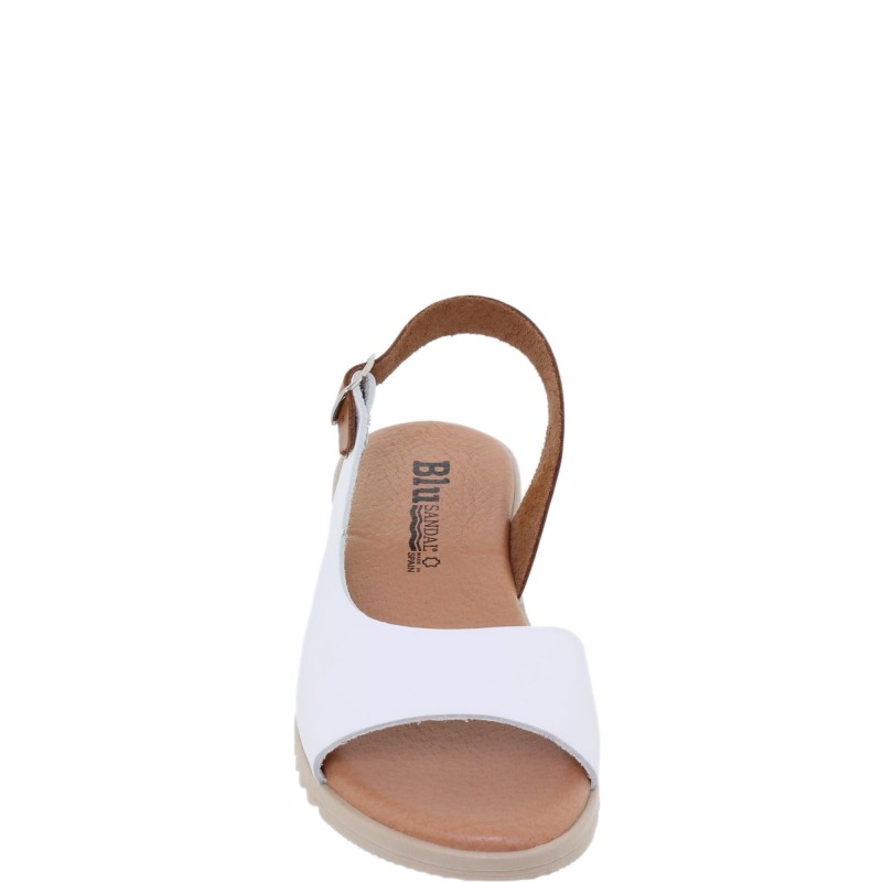 1115BLU - Sandalia Plana Mujer Blanco
