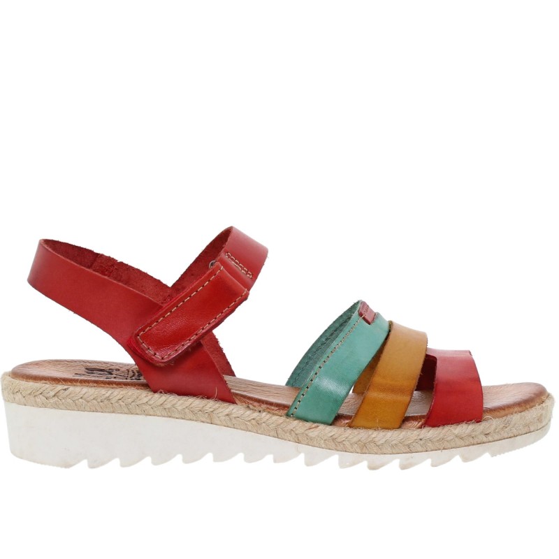 14202898BLU - Sandalia Cuña Mujer Multicolor