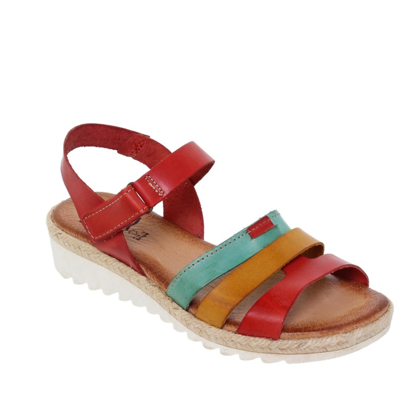 14202898BLU - Sandalia Cuña Mujer Multicolor