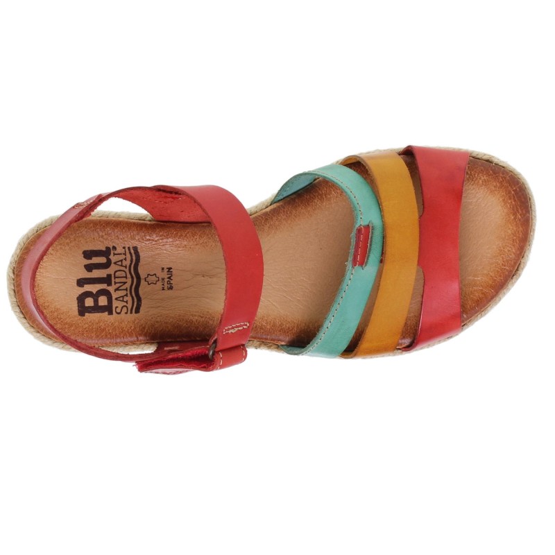 14202898BLU - Sandalia Cuña Mujer Multicolor