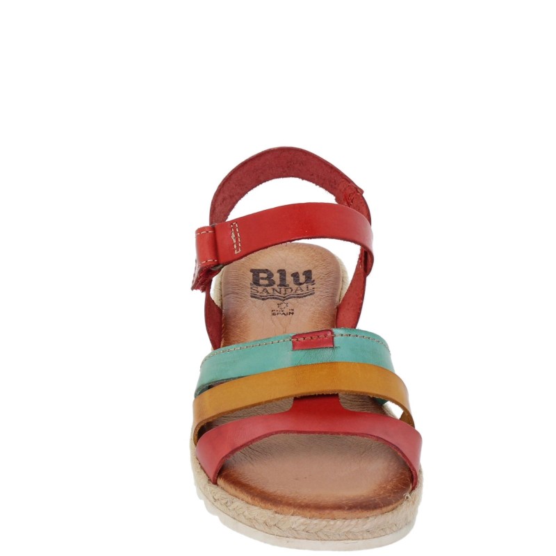 14202898BLU - Sandalia Cuña Mujer Multicolor