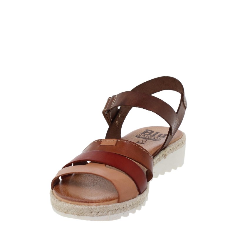 14202898BLU - Sandalia Cuña Mujer Multicuero